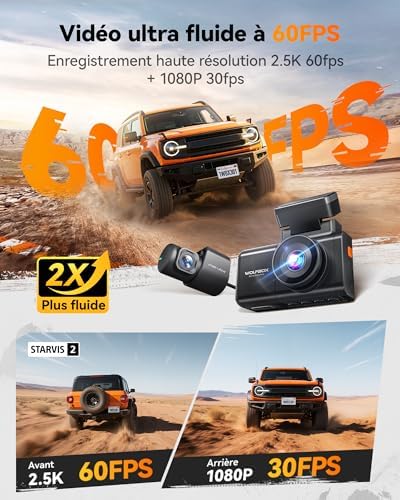 WOLFBOX Starvis IMX675 X3 Caméra Embarquée |5K 60FPS Double Caméra Avant Arrière WiFi 5.8GHz GPS 64Go Écran Tactile
