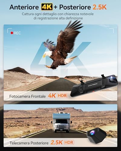 WOLFBOX G900 Pro Dashcam Rétroviseur 12" 4K+|5K STARVIS 2 pour Voiture + WiFi GPS Carte 128GB Gratuite